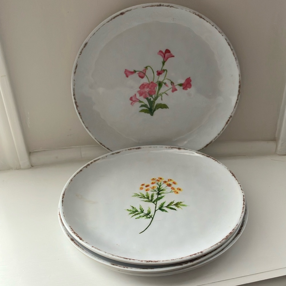 The Farmhouse Shabby Chic Pink, Yellow & Blue Floral Melamine Dinnerware Set